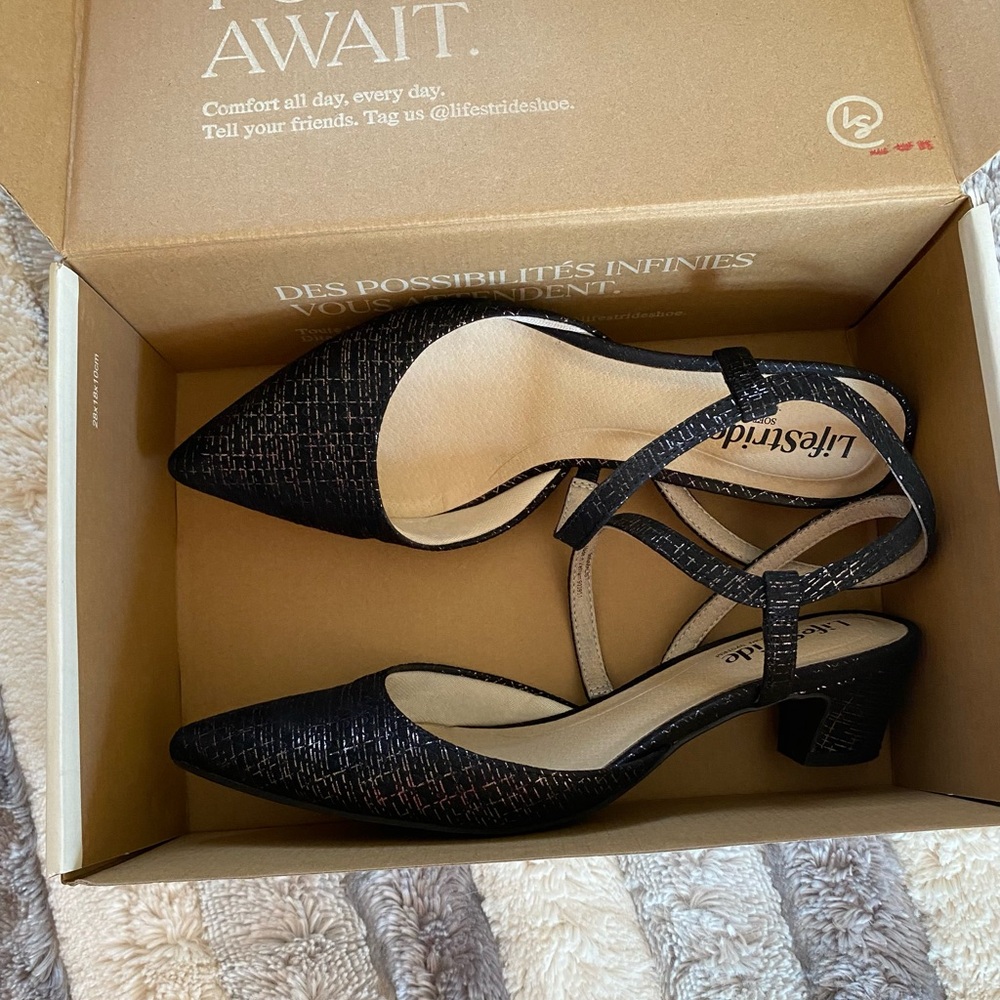 Life Stride Black Patterned Heels
